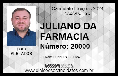 Candidato JULIANO DA FARMACIA 2024 - NAZÁRIO - Eleições