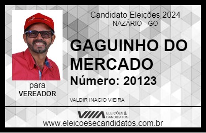 Candidato GAGUINHO DO MERCADO 2024 - NAZÁRIO - Eleições