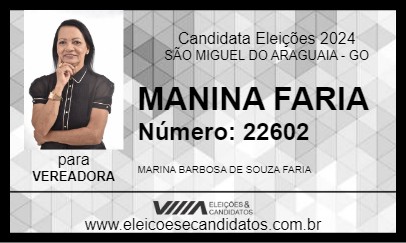 Candidato MARINA FARIA 2024 - SÃO MIGUEL DO ARAGUAIA - Eleições