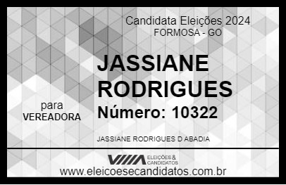 Candidato JASSIANE RODRIGUES 2024 - FORMOSA - Eleições