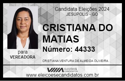 Candidato CRISTIANA DO MATIAS 2024 - JESÚPOLIS - Eleições