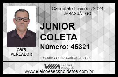 Candidato JUNIOR COLETA 2024 - JARAGUÁ - Eleições