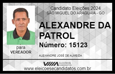 Candidato ALEXANDRE DA PATROL 2024 - SÃO MIGUEL DO ARAGUAIA - Eleições