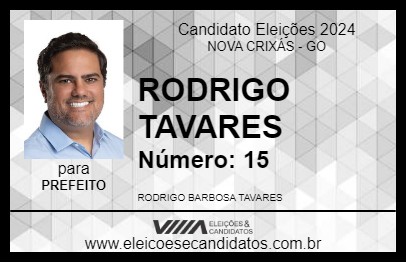 Candidato RODRIGO TAVARES 2024 - NOVA CRIXÁS - Eleições