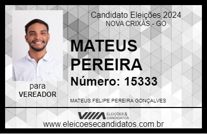 Candidato MATEUS PEREIRA 2024 - NOVA CRIXÁS - Eleições