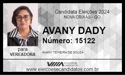 Candidato AVANY DADY 2024 - NOVA CRIXÁS - Eleições