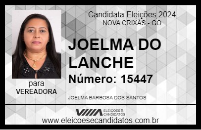 Candidato JOELMA DO LANCHE 2024 - NOVA CRIXÁS - Eleições