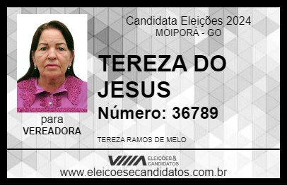 Candidato TEREZA DO JESUS 2024 - MOIPORÁ - Eleições