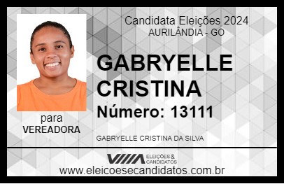 Candidato GABRYELLE CRISTINA 2024 - AURILÂNDIA - Eleições