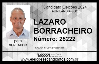 Candidato LAZARO BORRACHEIRO 2024 - AURILÂNDIA - Eleições