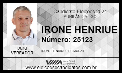 Candidato IRONE HENRIQUE 2024 - AURILÂNDIA - Eleições