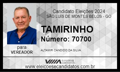 Candidato TAMIRIM 2024 - SÃO LUÍS DE MONTES BELOS - Eleições