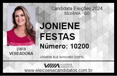 Candidato JONIENE FESTAS 2024 - SILVÂNIA - Eleições