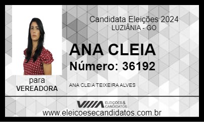 Candidato ANA CLEIA 2024 - LUZIÂNIA - Eleições