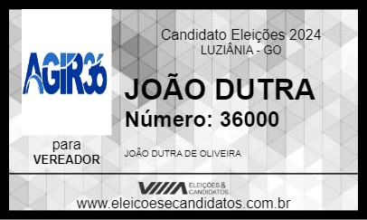 Candidato JOÃO DUTRA 2024 - LUZIÂNIA - Eleições