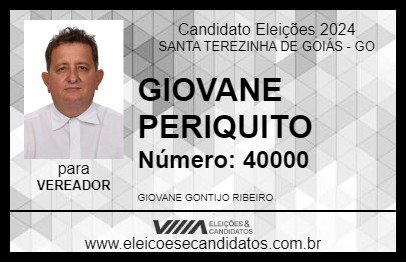 Candidato GIOVANE PERIQUITO 2024 - SANTA TEREZINHA DE GOIÁS - Eleições