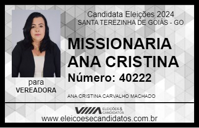 Candidato MISSIONARIA ANA CRISTINA 2024 - SANTA TEREZINHA DE GOIÁS - Eleições