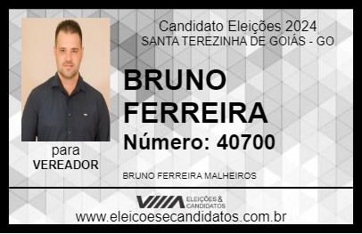 Candidato BRUNO FERREIRA 2024 - SANTA TEREZINHA DE GOIÁS - Eleições