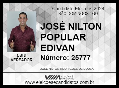 Candidato JOSÉ NILTON POPULAR EDIVAN 2024 - SÃO DOMINGOS - Eleições