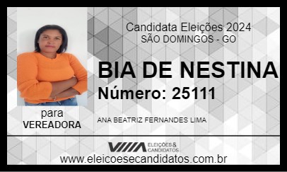 Candidato BIA DE NESTINA 2024 - SÃO DOMINGOS - Eleições