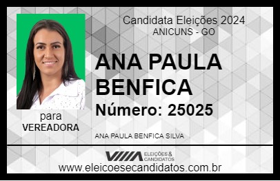 Candidato ANA PAULA BENFICA 2024 - ANICUNS - Eleições