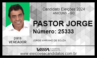 Candidato PASTOR JORGE 2024 - ANICUNS - Eleições