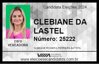 Candidato CLEBIANE DA LASTEL 2024 - ANICUNS - Eleições