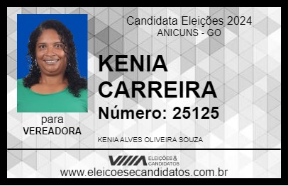 Candidato KENIA CARREIRA 2024 - ANICUNS - Eleições