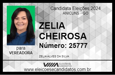 Candidato ZELIA CHEIROSA 2024 - ANICUNS - Eleições