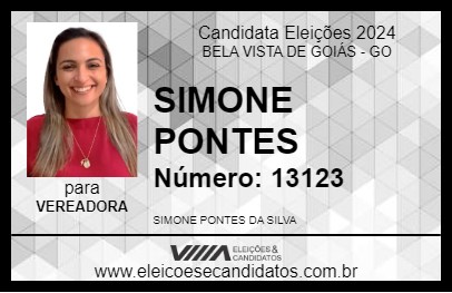 Candidato SIMONE PONTES 2024 - BELA VISTA DE GOIÁS - Eleições