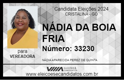 Candidato NÁDIA DA BOIA FRIA 2024 - CRISTALINA - Eleições