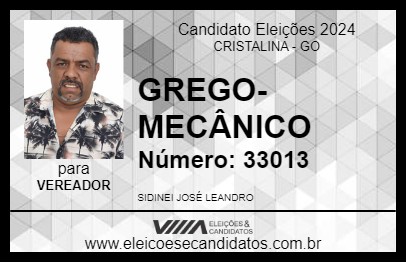 Candidato GREGO-MECÂNICO 2024 - CRISTALINA - Eleições