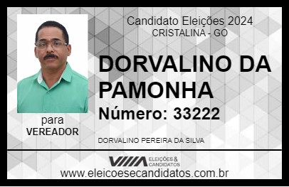 Candidato DORVALINO DA PAMONHA 2024 - CRISTALINA - Eleições