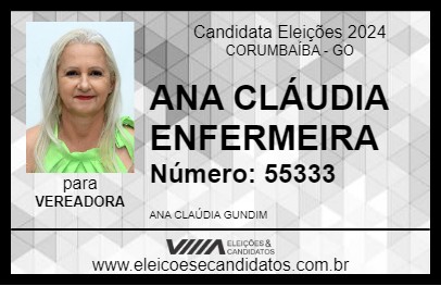 Candidato ANA CLÁUDIA ENFERMEIRA 2024 - CORUMBAÍBA - Eleições