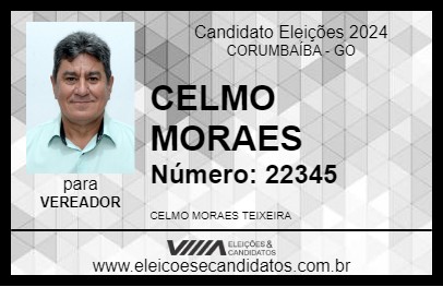 Candidato CELMO MORAES 2024 - CORUMBAÍBA - Eleições