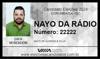 Candidato NAYO DA RÁDIO 2024 - CORUMBAÍBA - Eleições