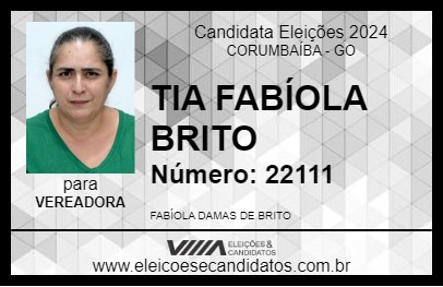 Candidato TIA FABÍOLA BRITO 2024 - CORUMBAÍBA - Eleições