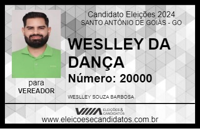 Candidato WESLLEY DA DANÇA 2024 - SANTO ANTÔNIO DE GOIÁS - Eleições