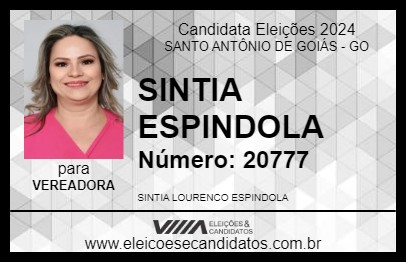 Candidato SINTIA  ESPINDOLA 2024 - SANTO ANTÔNIO DE GOIÁS - Eleições