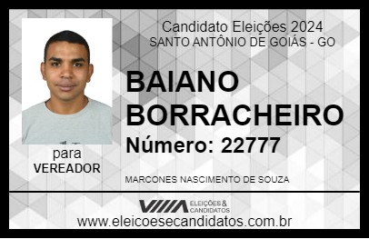 Candidato BAIANO BORRACHEIRO 2024 - SANTO ANTÔNIO DE GOIÁS - Eleições