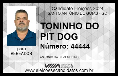 Candidato TONINHO DO PIT DOG 2024 - SANTO ANTÔNIO DE GOIÁS - Eleições