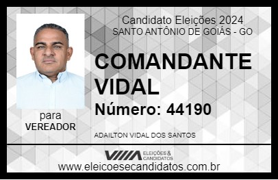 Candidato COMANDANTE VIDAL 2024 - SANTO ANTÔNIO DE GOIÁS - Eleições