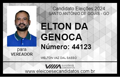 Candidato ELTON DA GENOCA 2024 - SANTO ANTÔNIO DE GOIÁS - Eleições