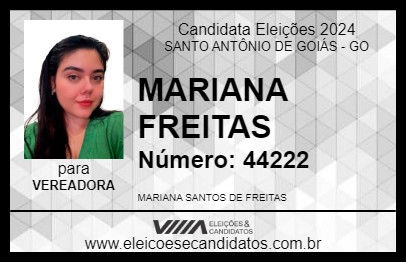 Candidato MARIANA FREITAS 2024 - SANTO ANTÔNIO DE GOIÁS - Eleições