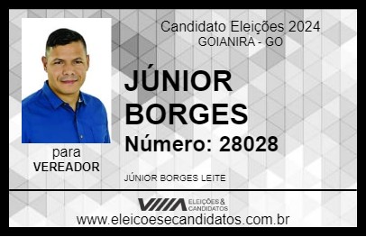 Candidato JÚNIOR BORGES 2024 - GOIANIRA - Eleições