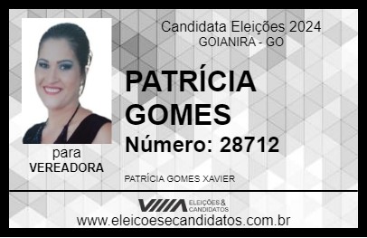 Candidato PATRÍCIA GOMES 2024 - GOIANIRA - Eleições