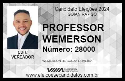 Candidato PROFESSOR WEMERSON 2024 - GOIANIRA - Eleições