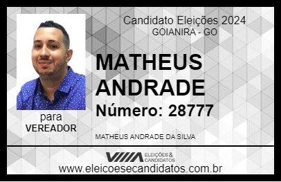 Candidato MATHEUS ANDRADE 2024 - GOIANIRA - Eleições