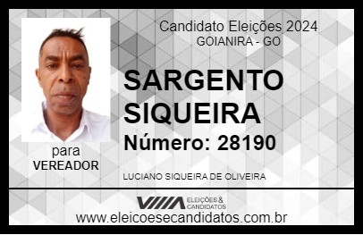 Candidato SARGENTO SIQUEIRA 2024 - GOIANIRA - Eleições