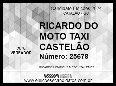 Candidato RICARDO DO MOTO TAXI CASTELÃO 2024 - CATALÃO - Eleições